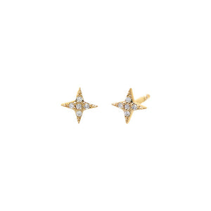 14K Gold Diamond Set Starburst Stud Earring 14K - Adina Eden's Jewels