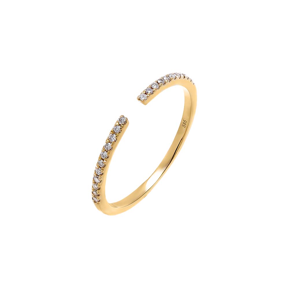 14K Gold / 6 Diamond Pave Dainty Open Ring 14K - Adina Eden's Jewels