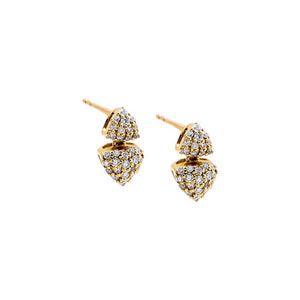 14K Gold Diamond Double Cluster Stud Earring 14K - Adina Eden's Jewels