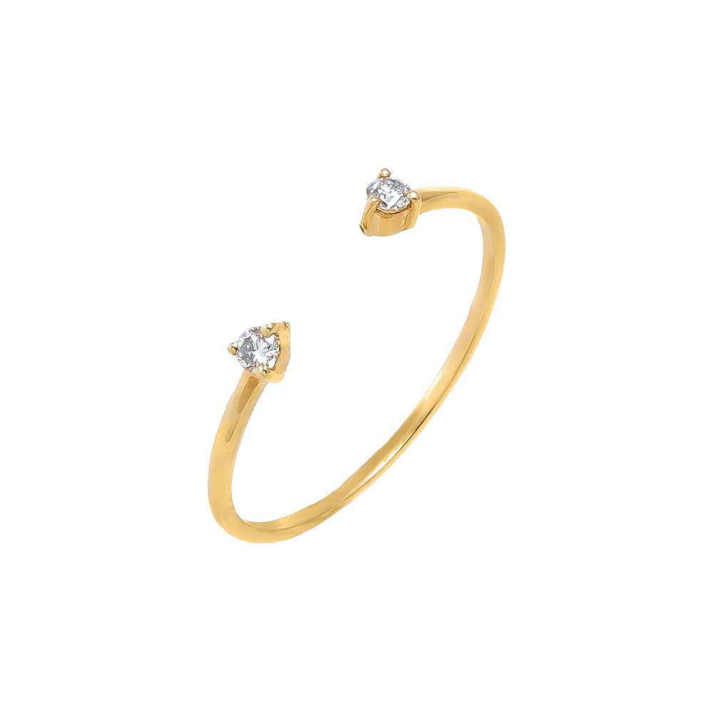14K Gold Diamond Double Solitaire Claw Ring 14K - Adina Eden's Jewels