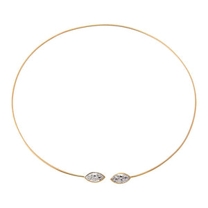 14K Gold Lab Grown Diamond Double Bezel Marquise Collar Choker Necklace 14K - Adina Eden's Jewels