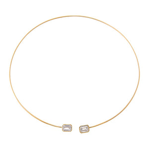 14K Gold Lab Grown Diamond Double Bezel Emerald Collar Choker Necklace 14K - Adina Eden's Jewels
