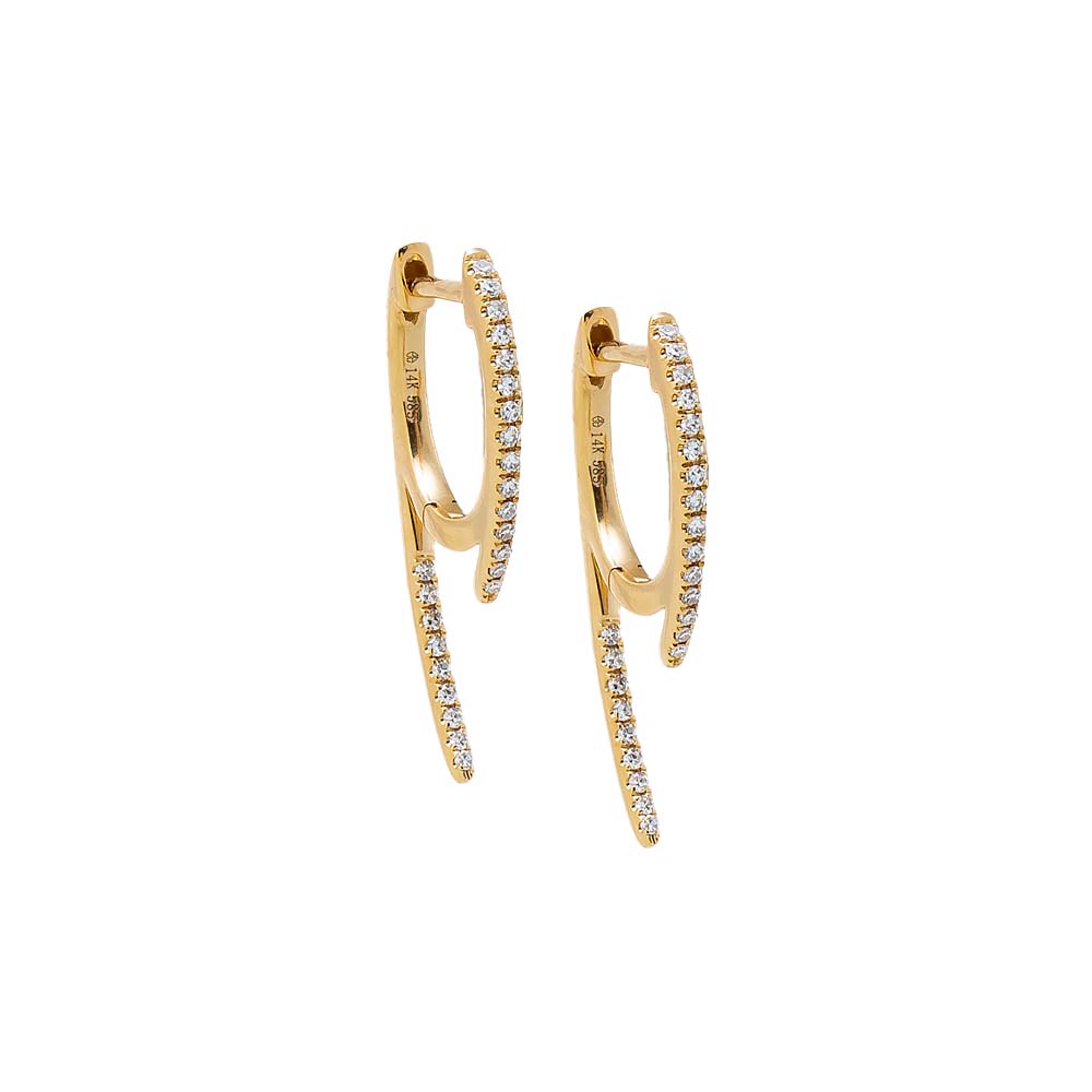 14K Gold Diamond Curved Claw Huggie Earring 14K - Adina Eden's Jewels