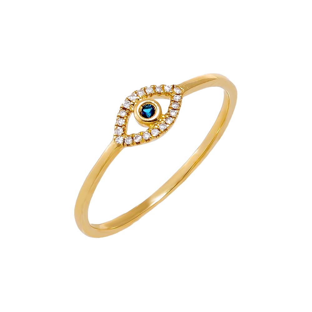 14K Gold Diamond Pave Colored Evil Eye Ring 14K - Adina Eden's Jewels