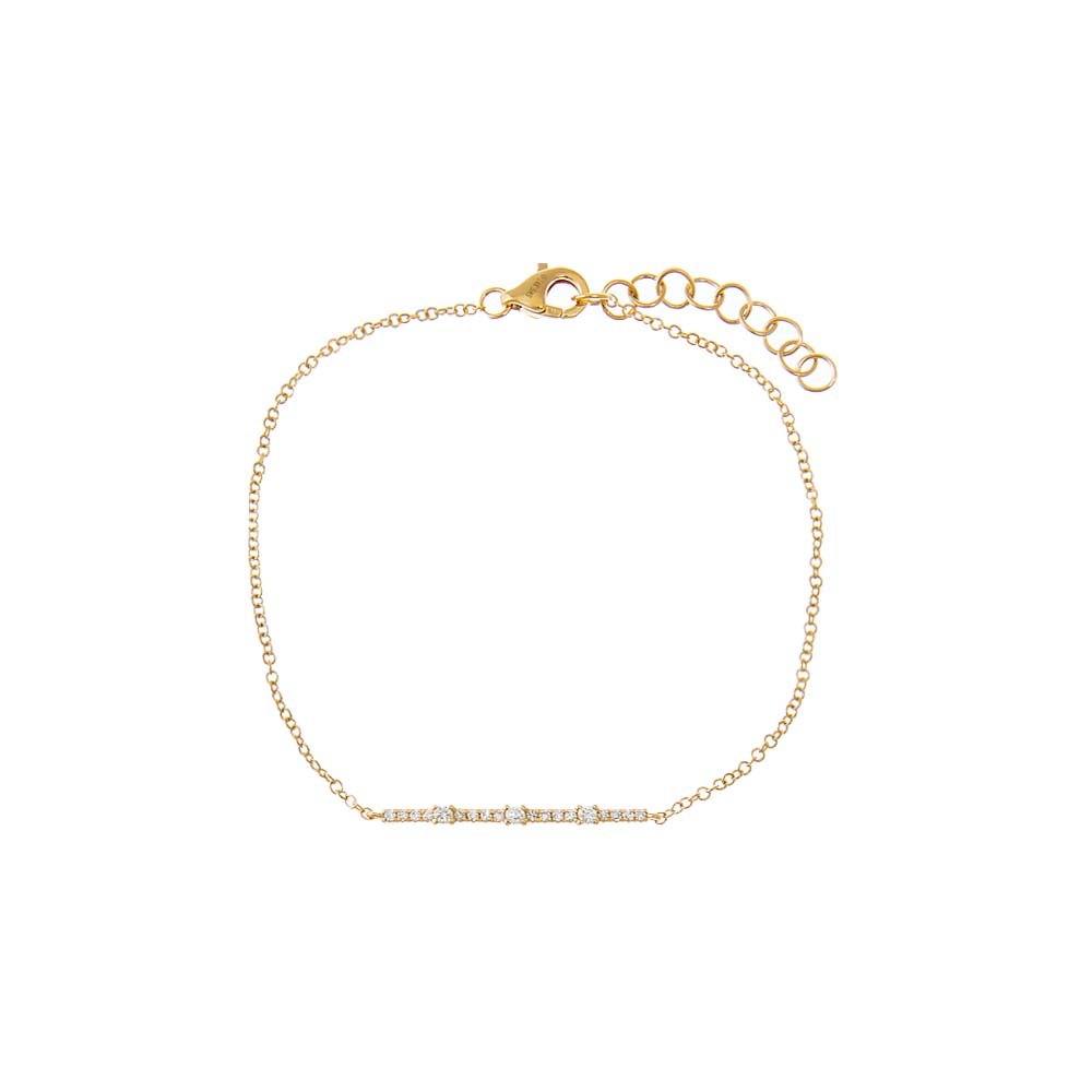 14K Gold Scattered Diamond Bar Bracelet 14K - Adina Eden's Jewels