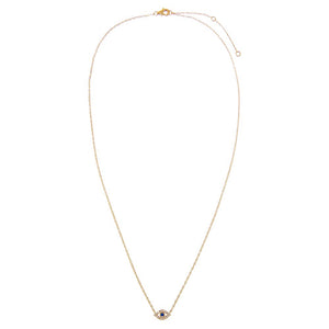Diamond Pave & Sapphire Blue Cutout Evil Eye Necklace 14K - Adina Eden's Jewels
