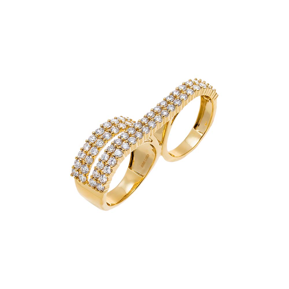 14K Gold Lab Grown Diamond Double Finger Ring 14K - Adina Eden's Jewels