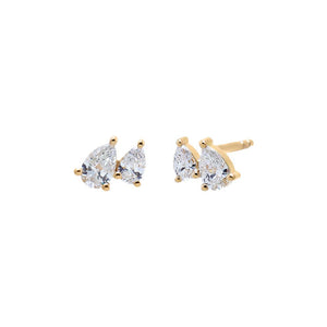 14K Gold Lab Grown Diamond Double Pear Stud Earring 14K - Adina Eden's Jewels