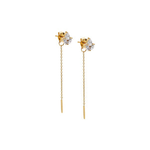 Gold Lab Grown Pear X Marquise Cluster Drop Stud Earring - Adina Eden's Jewels