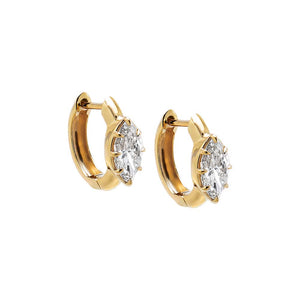 14K Gold Lab Grown Diamond Dainty Marquise Huggie Earring 14K - Adina Eden's Jewels