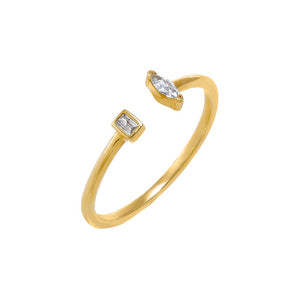 14K Gold Diamond Baguette X Marquise Claw Ring 14K - Adina Eden's Jewels