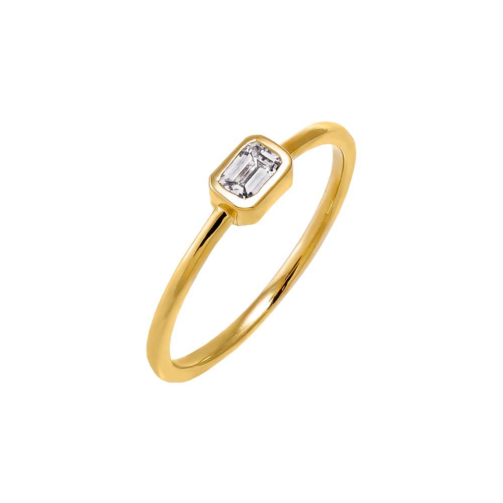 14K Gold Diamond Emerald Bezel Ring 14K - Adina Eden's Jewels