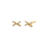 14K Gold Diamond Set Criss Cross Stud Earring 14K - Adina Eden's Jewels