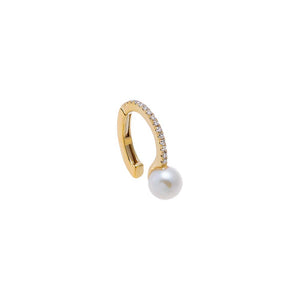 Pearl White Diamond Pearl Ear Cuff 14K - Adina Eden's Jewels