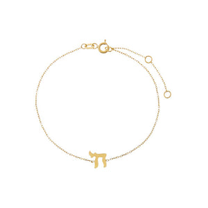 14K Gold Mini Solid Chai Pendant Bracelet 14K - Adina Eden's Jewels