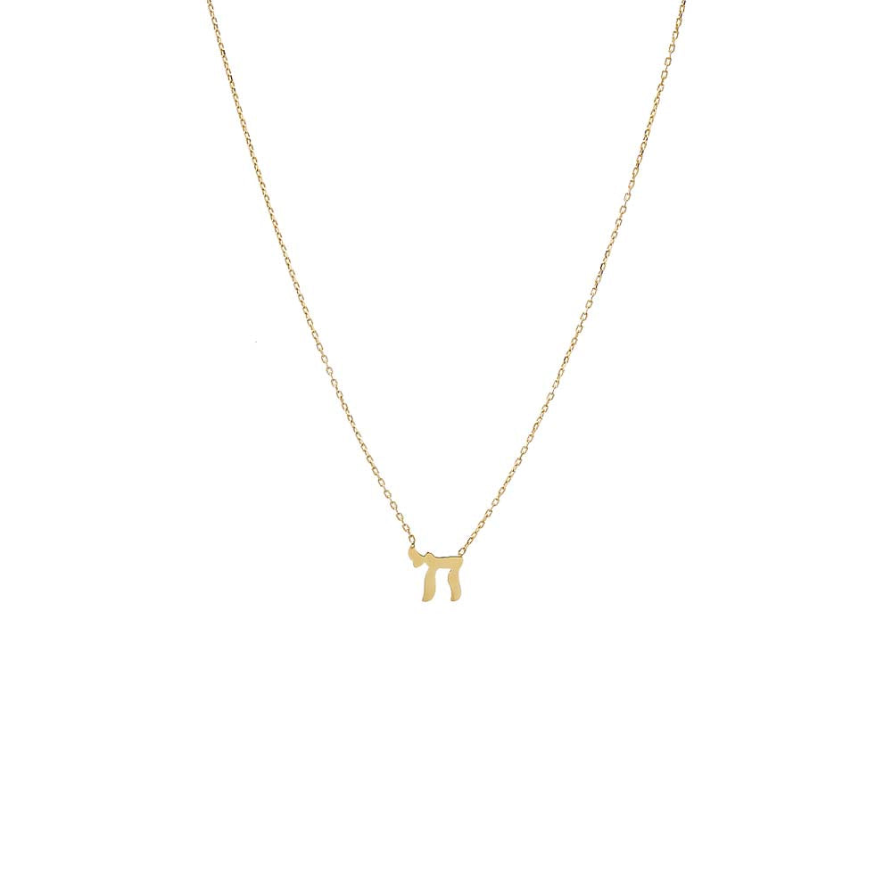 14K Gold Solid Chai Pendant Necklace 14K - Adina Eden's Jewels