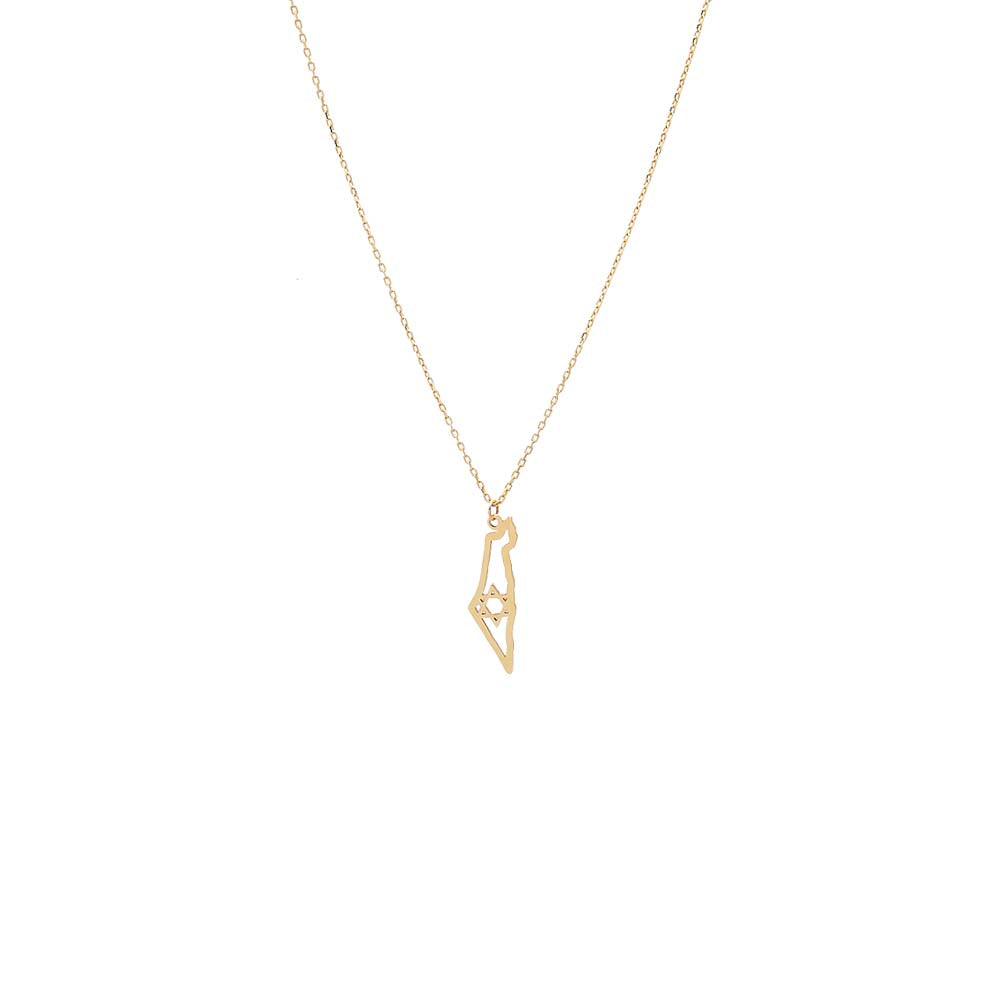 14K Gold Israel Map Star of David Necklace 14K - Adina Eden's Jewels