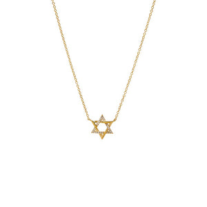 14K Gold Diamond Solid/Pave Intertwined Star of David Necklace 14K - Adina Eden's Jewels