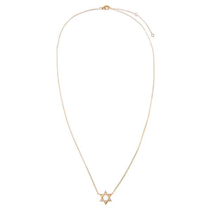 Diamond Solid/Pave Intertwined Star of David Necklace 14K - Adina Eden's Jewels