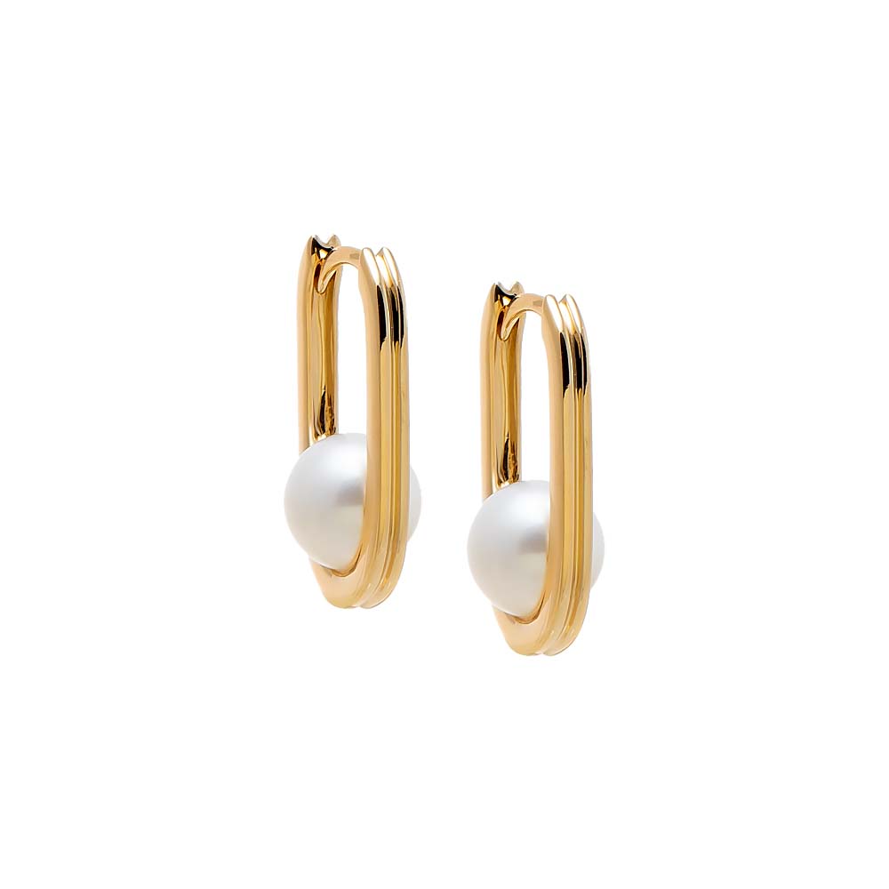 Pearl White Pearl Oval Earring 14K - Adina Eden's Jewels