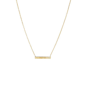 14K Gold Engraved Hebrew Name Bezel Diamond Bar Necklace 14K - Adina Eden's Jewels