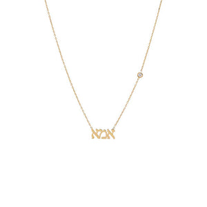 14K Gold Diamond Side Bezel Ima Charm Necklace 14K - Adina Eden's Jewels