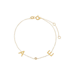 14K Gold Diamond Initials Charm Bracelet 14K - Adina Eden's Jewels
