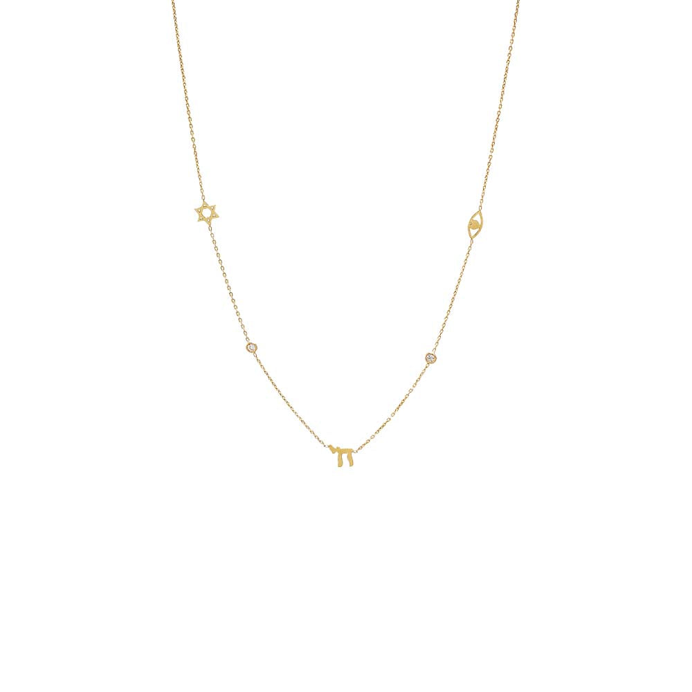 14K Gold Diamond Jewish Symbol Charm Necklace14K - Adina Eden's Jewels
