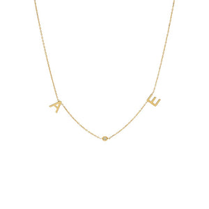 14K Gold Diamond Initials Charm Necklace 14K - Adina Eden's Jewels