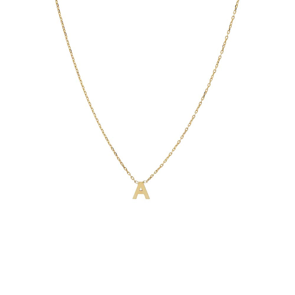 14K Gold Solid Flat Uppercase Initial Necklace 14K - Adina Eden's Jewels