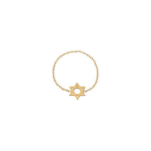 14K Gold / 6 Star of David Flexible Chain Ring 14K - Adina Eden's Jewels