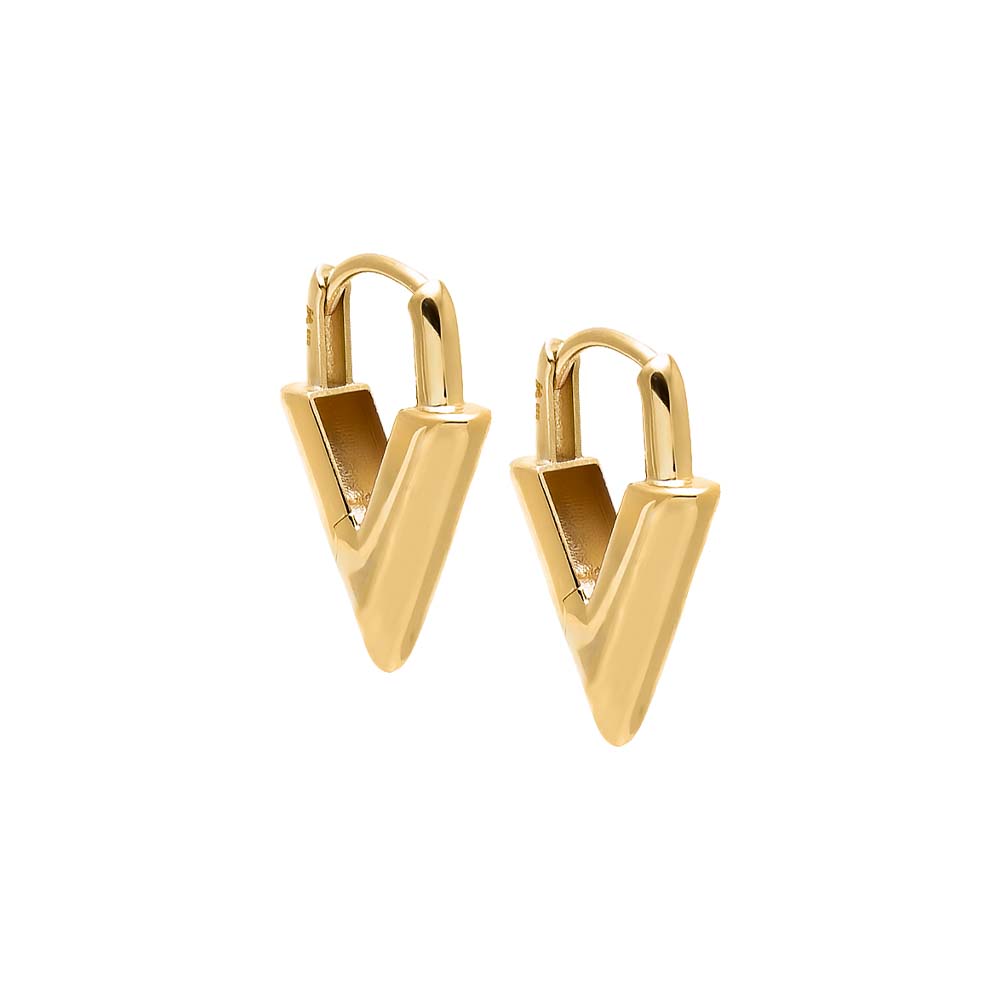 Geometric V-Shaped Drop Earring 14K - Adina Eden's Jewels