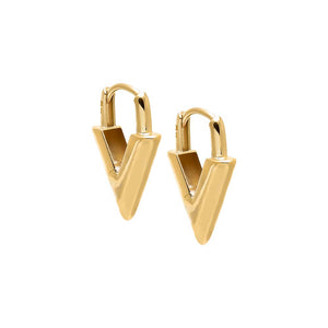 Geometric V-Shaped Drop Earring 14K - Adina Eden's Jewels