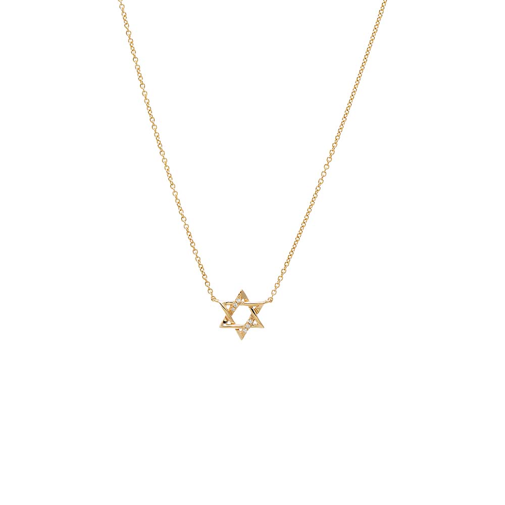 14K Gold Medium Diamond Pave/Solid Star Of David Necklace 14K - Adina Eden's Jewels