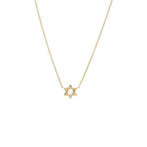14K Gold Medium Diamond Pave/Solid Star Of David Necklace 14K - Adina Eden's Jewels