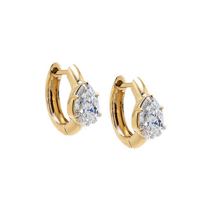 14K Gold Lab Grown Diamond Dainty Pear Huggie Earring 14K - Adina Eden's Jewels