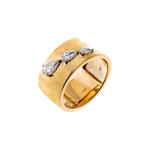 14K Gold / 6 Lab Grown Diamond Graduated Triple Pear Wide Band Ring 14K - Adina Eden's Jewels