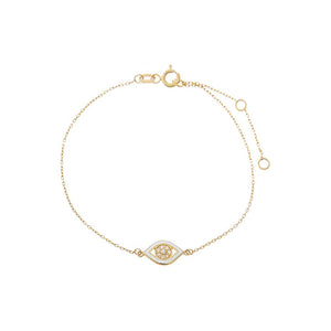 14K Gold Diamond & Enamel Evil Eye Charm Bracelet 14K - Adina Eden's Jewels