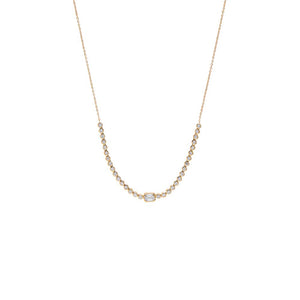 Diamond Emerald Bezel Accent Tennis Necklace 14K