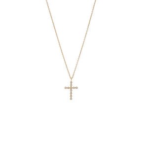 Diamond Tennis Cross Pendant Necklace 14K