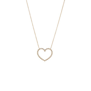 Diamond Heart Cutout Pendant Necklace 14K