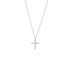 Diamond Tennis Cross Pendant Necklace 14K