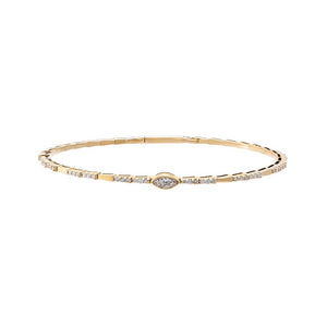 Lab Grown Diamond Marquise Accent Pleated Bangle14K - Adina Eden's Jewels