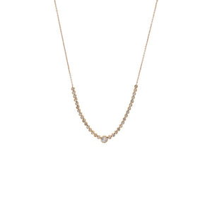 Diamond Round Bezel Accent Tennis Necklace 14K
