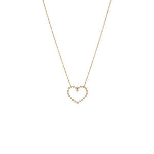 Diamond Heart Cutout Pendant Necklace 14K