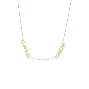 14K Gold Solid Double Nameplate Necklace 14K - Adina Eden's Jewels