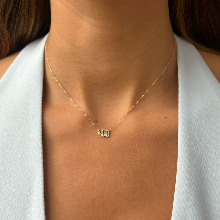 Diamond Pave Bubble Chai Pendant Necklace 14K - Adina Eden's Jewels