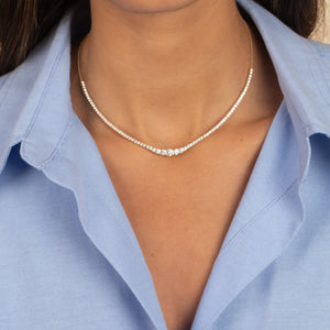  Lab Grown Diamond Graduated Accent Tennis Necklace 14K - Adina Eden's Jewels