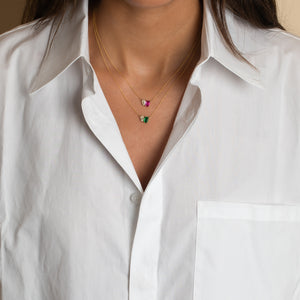  Diamond X Ruby Toi E Moi Necklace 14K - Adina Eden's Jewels