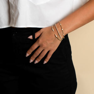  Diamond Pave Claw Beaded Flexible Bangle 14K - Adina Eden's Jewels